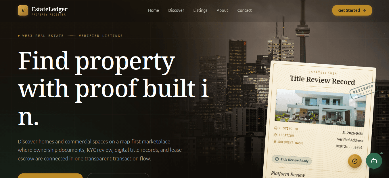Web3 / Blockchain • Real Estate Marketplace • Hackathon Project